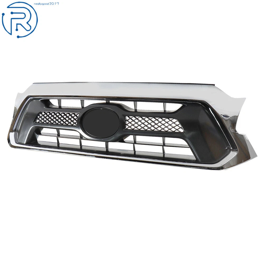 Front Upper Grille for Toyota Tacoma (2012-2015) Black with Chrome Trim