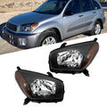 Set of 2 Black Housing Halogen Headlights for Toyota RAV4 (2001–2003)