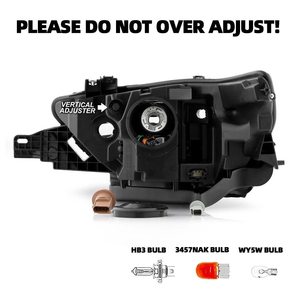 Halogen Headlight for Ford Taurus (2016–2019) Black Housing W/HB3 Bulb RH