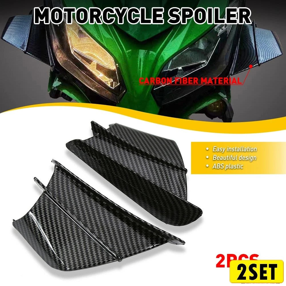 Set of 2 Carbon Fiber Winglet Side Deflectors for Motorcycle