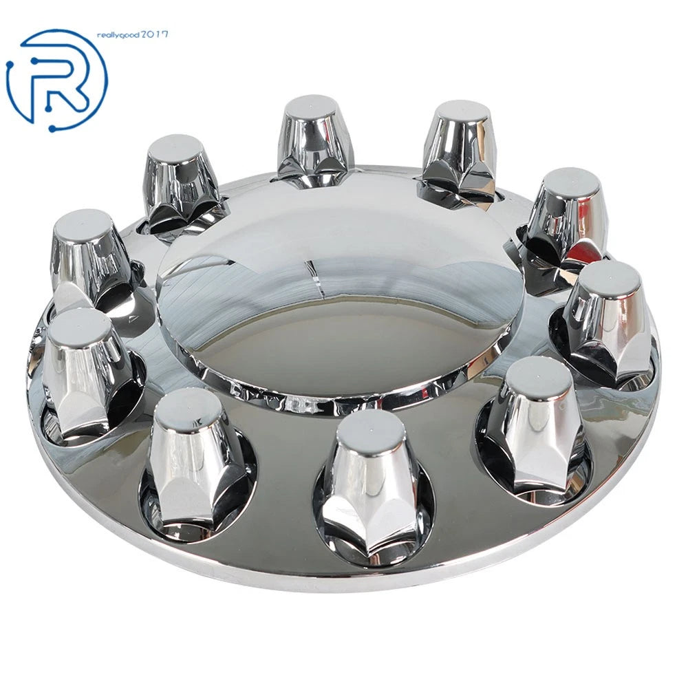 Set of 2 Chrome Axle Covers for Semi Truck (Front & Rear)