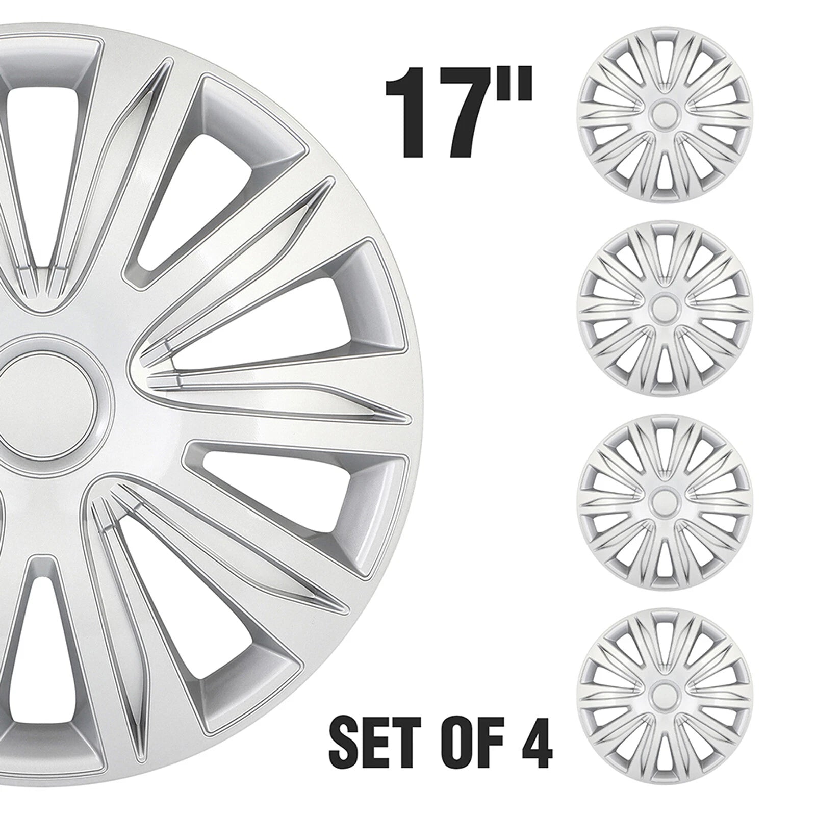 Set of 4 Wheel Covers for R17 Tires - Snap On Silver