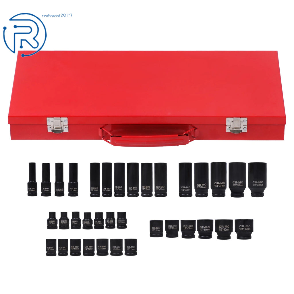 Set of 35 Deep Impact Sockets for Metric Vehicles (8-32mm)