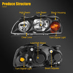 Headlights for Hyundai Elantra (2004–2006) Black Housing L+R