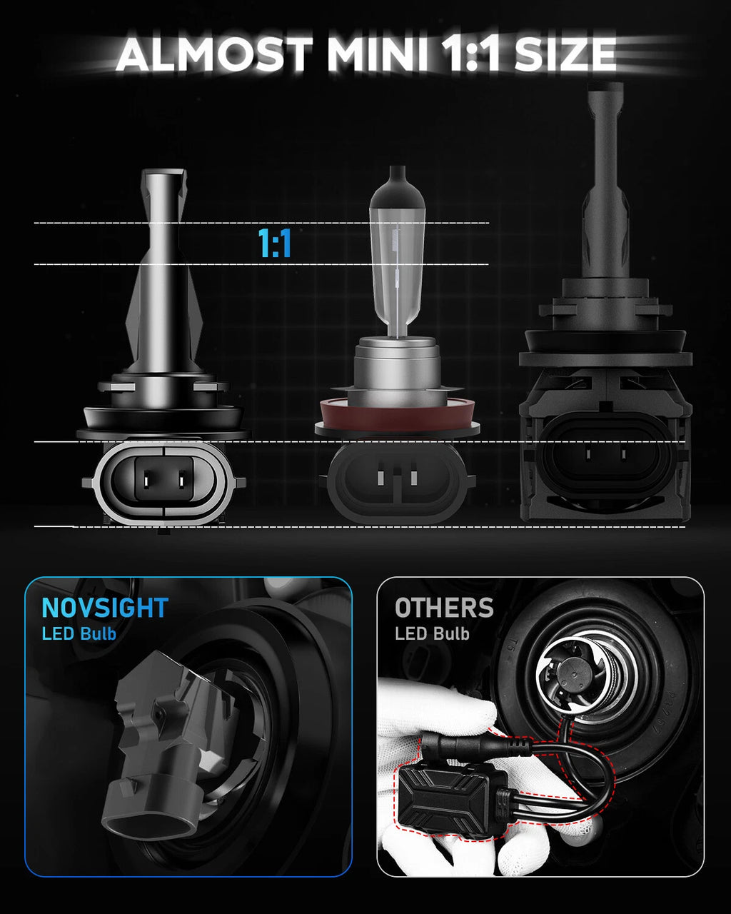 2X H11 H8 H9 LED Headlight Bulbs 6500K 16000LM for Universal Fit