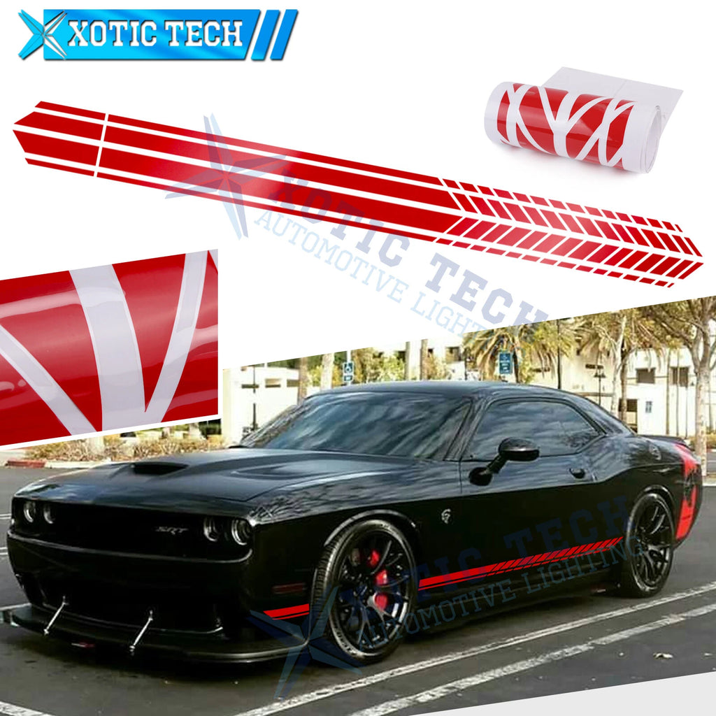 2Pc Glossy Red Side Body Fender Sticker for Dodge Challenger Charger (2000–2024)