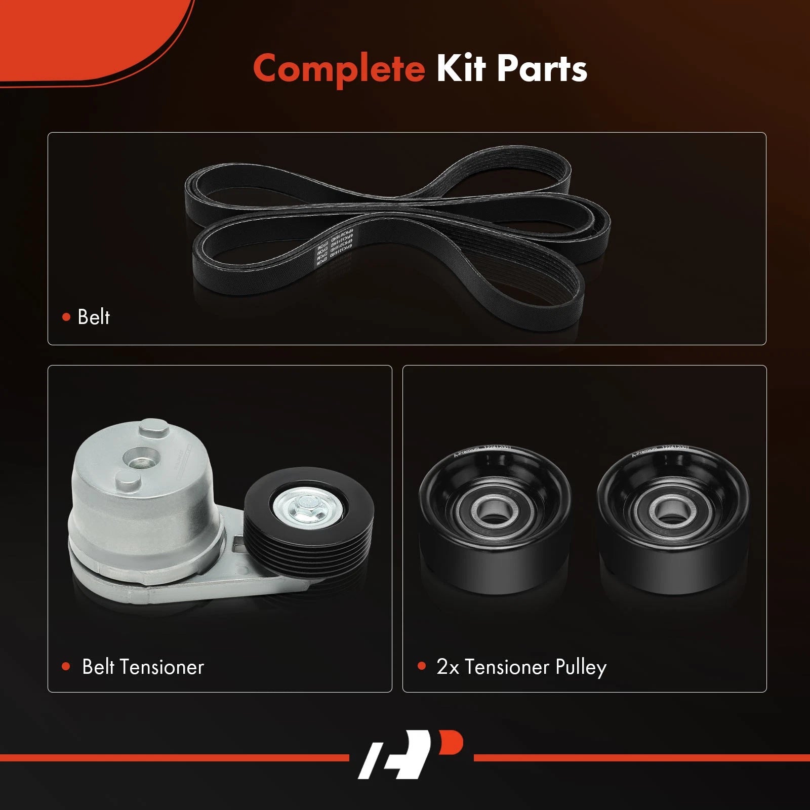 Set of 4 Serpentine Belt Drive Components for Chevy Silverado (2014–2016)