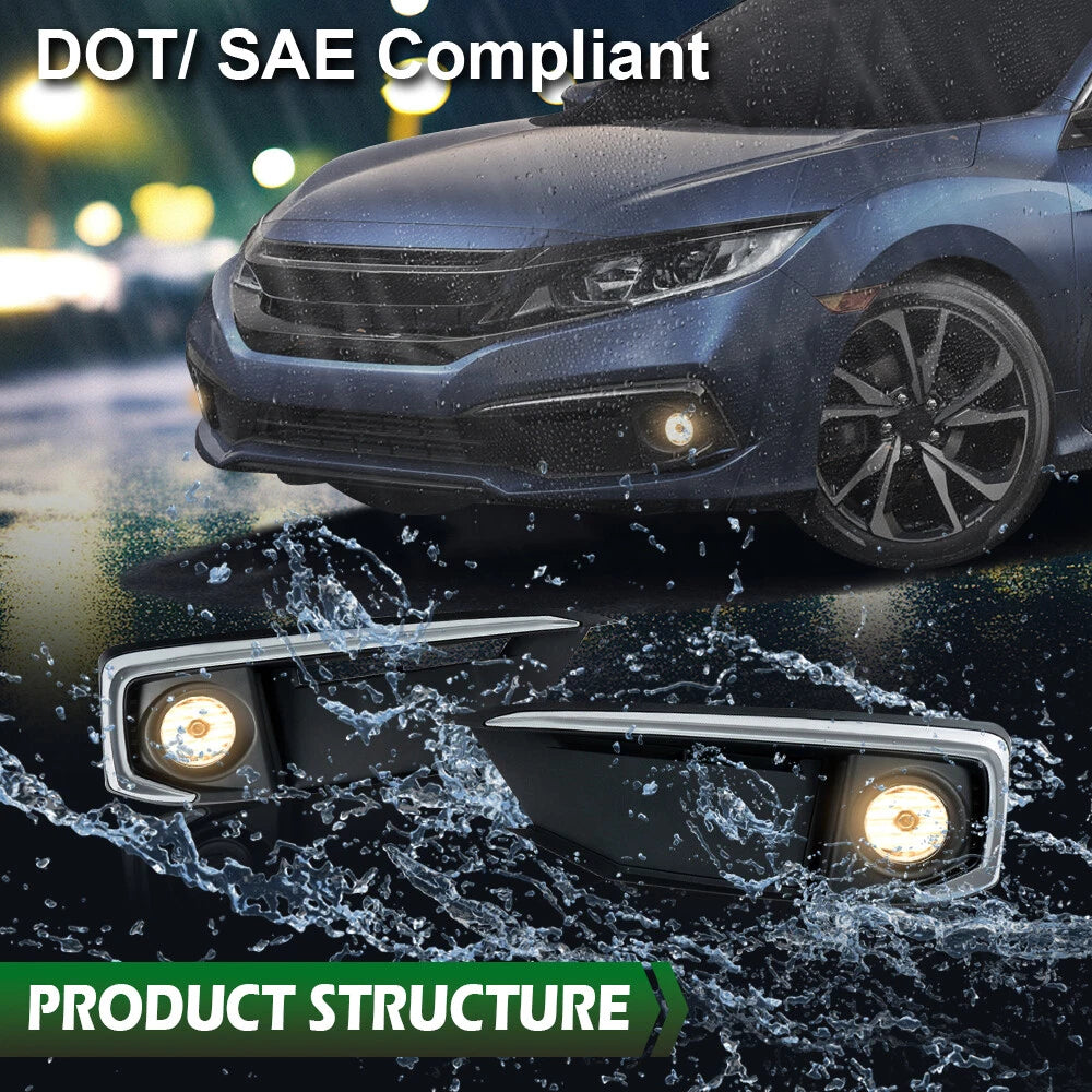 Fog Lights Set for Honda Civic Sedan Coupe (2019–2020)