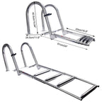 4 Step Telescoping Folding Boat Ladder for Marine Dock Yacht (Stainless Steel)