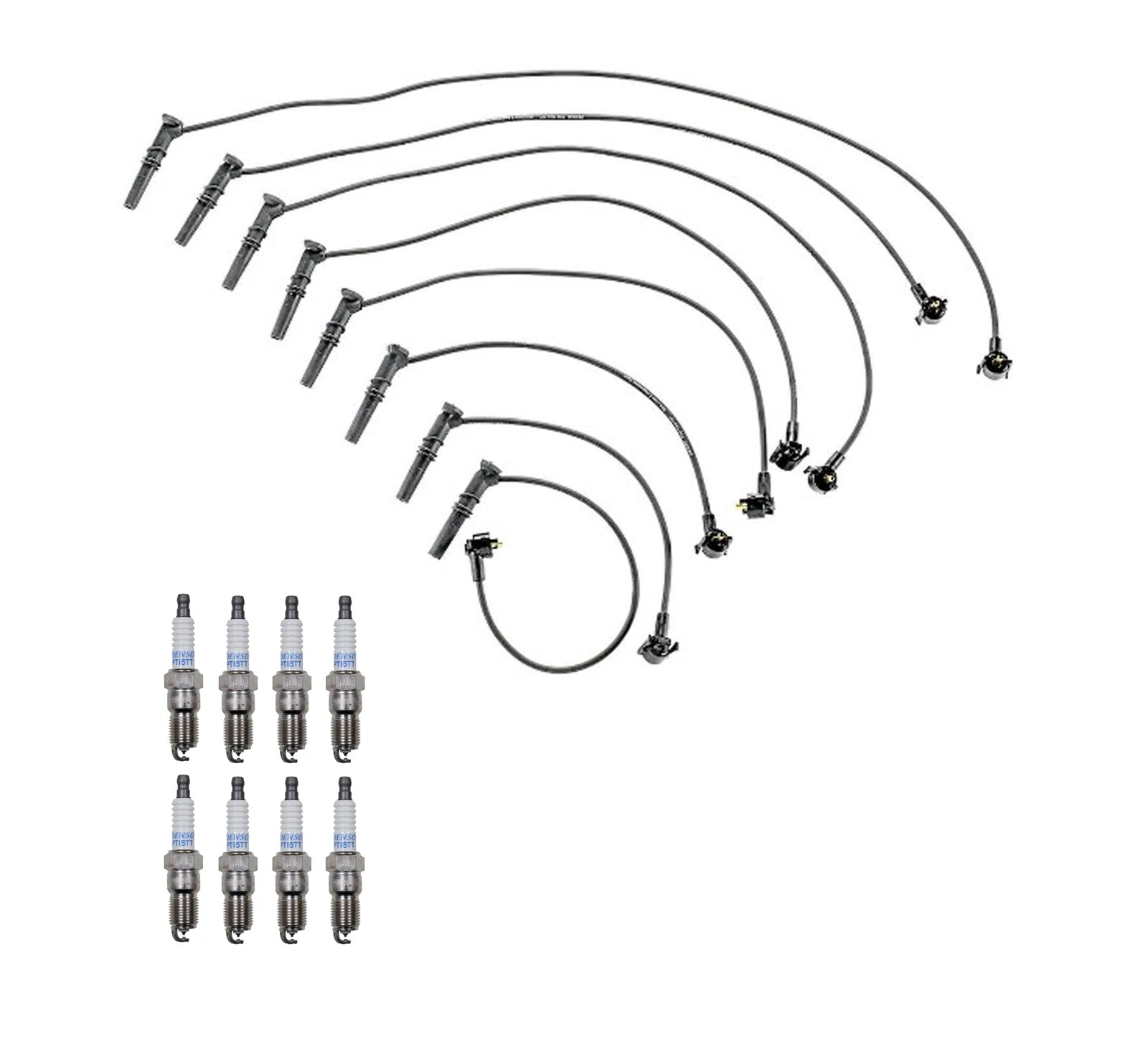 Denso 8mm Wire Set & 8 Platinum TT Spark Plugs Kit for Ford 4.6 V8 (1996–2004)