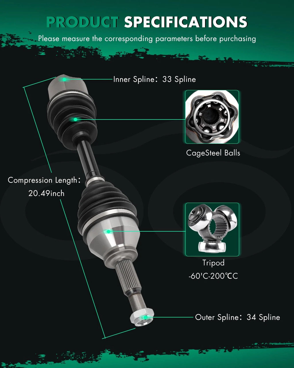 CV Axle for Chevrolet Cobalt (2005–2010) Pontiac G4 (2005–2006)