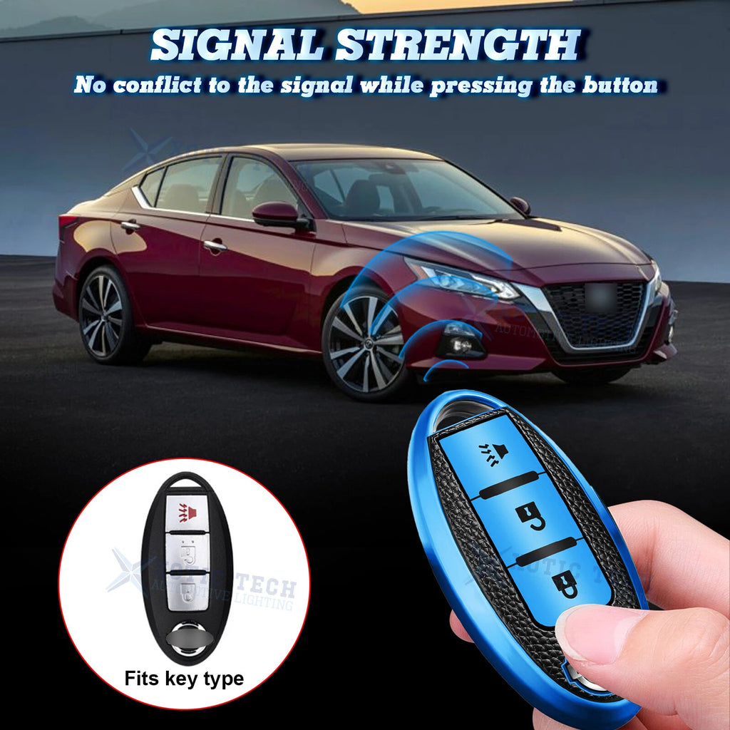 Leather Key Fob Cover Case Shell for Nissan (2017-2024)