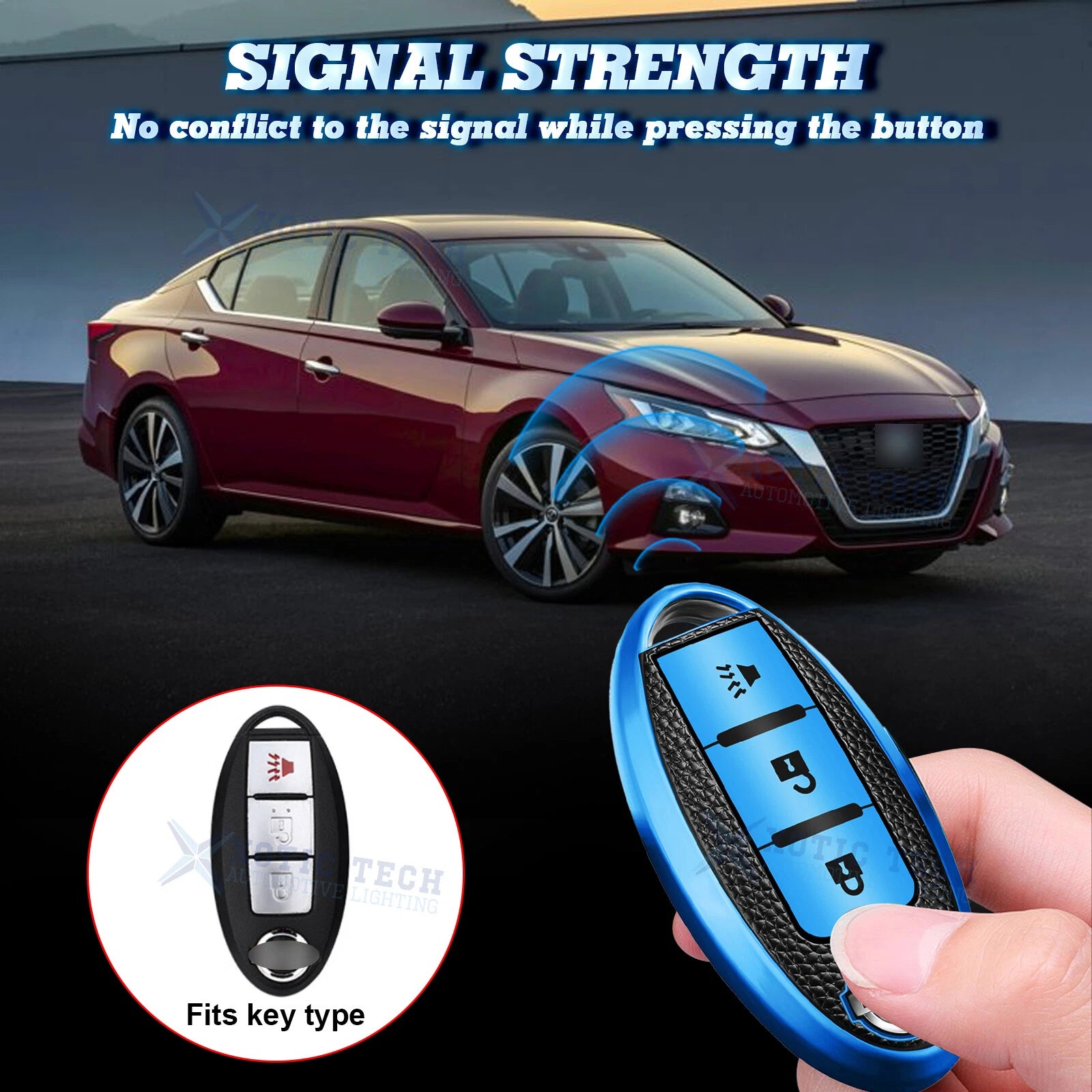 Leather Key Fob Cover Case Shell for Nissan (2017-2024)
