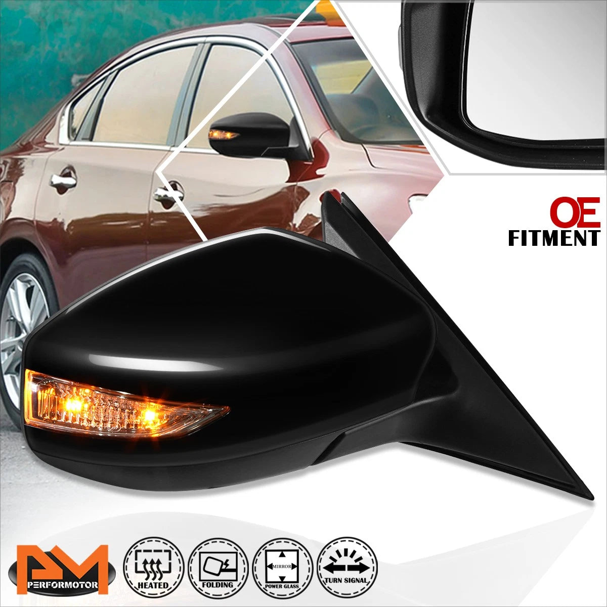 Power Heated Turn Signal Side View Mirror Right for Nissan Altima (2013–2018)