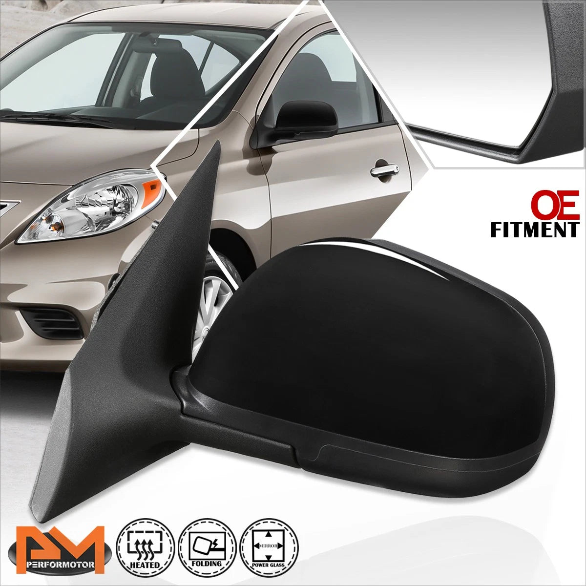 Powered Heated Side Rear View Mirror for Nissan Versa (2012–2013)