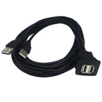 USB Dual Male to Female Car Dash Charger Socket Extension Cable 1M