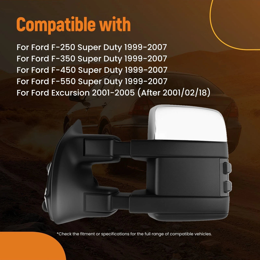 Extendable Side Mirror for Ford F-250/F-350 (1999–2007) FO1321268 Convex