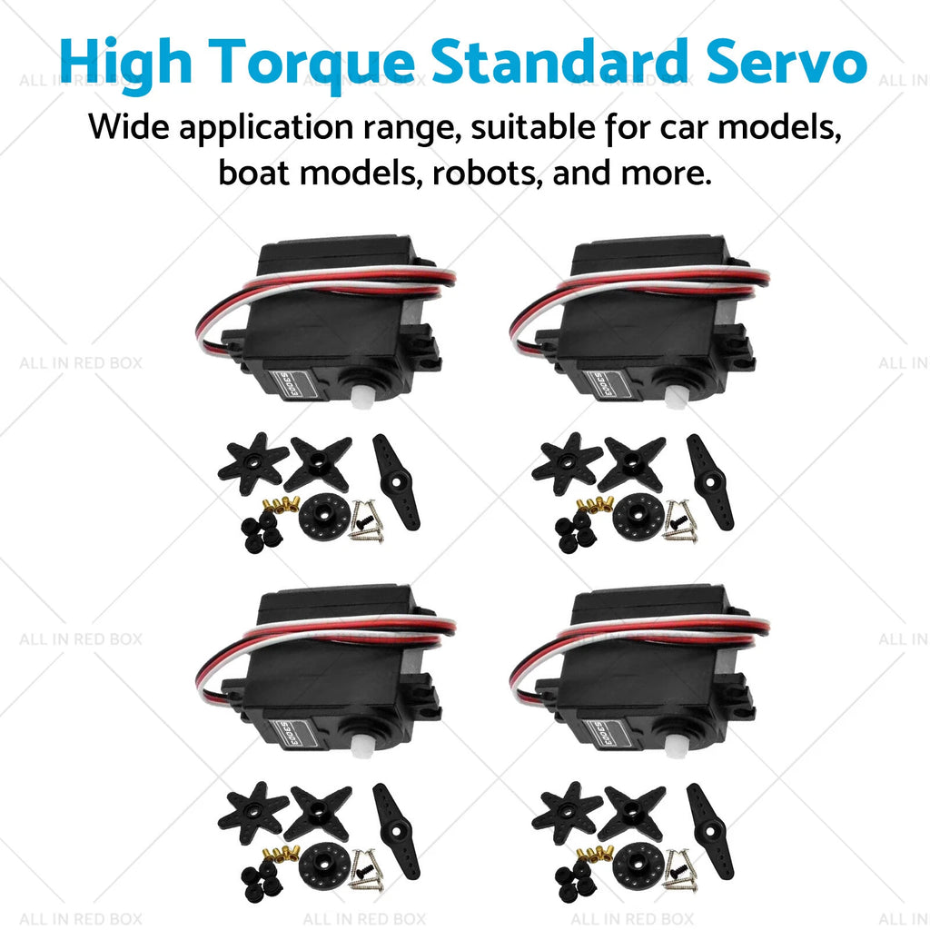 4X High Torque Standard Servos for Futaba S3003 (RC Car, Plane, Boat)