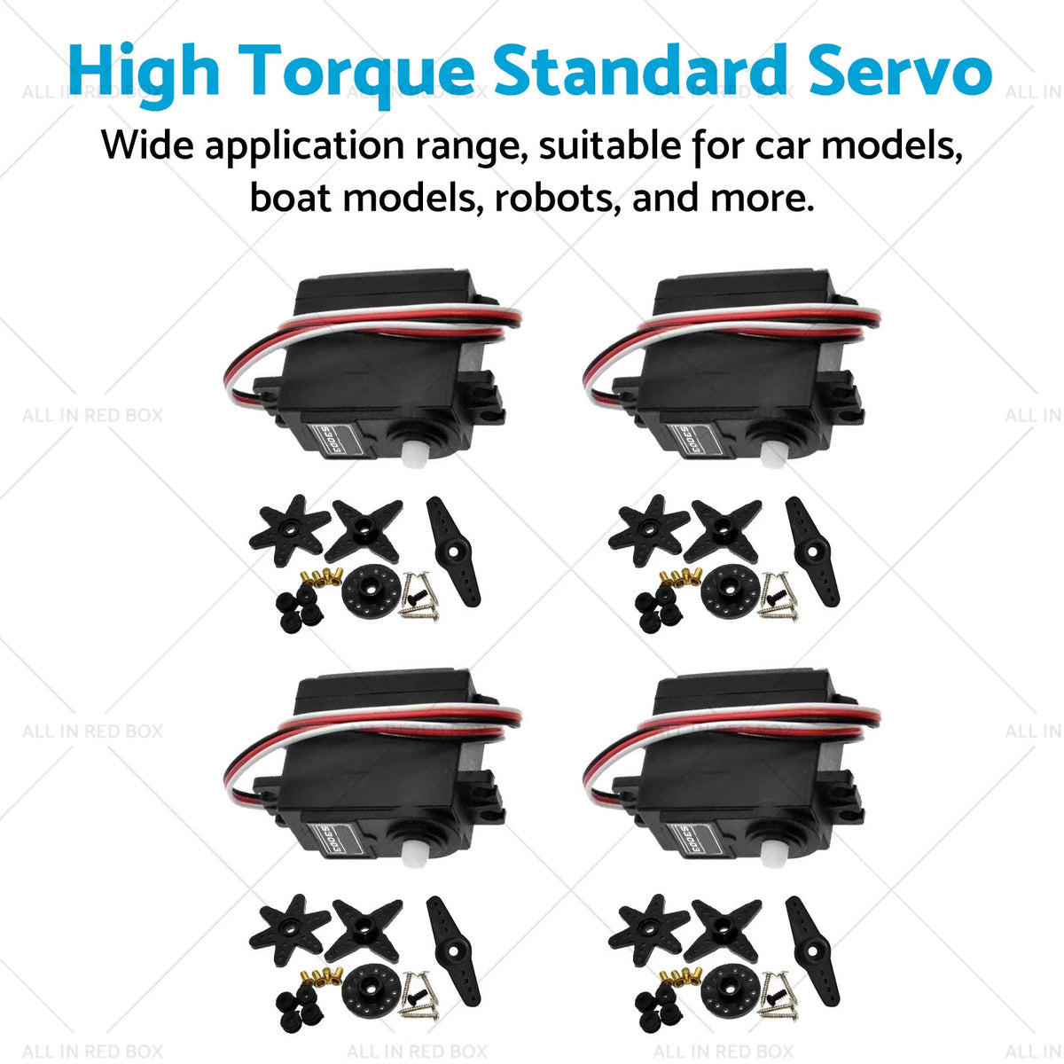 4X High Torque Standard Servos for Futaba S3003 (RC Car, Plane, Boat)