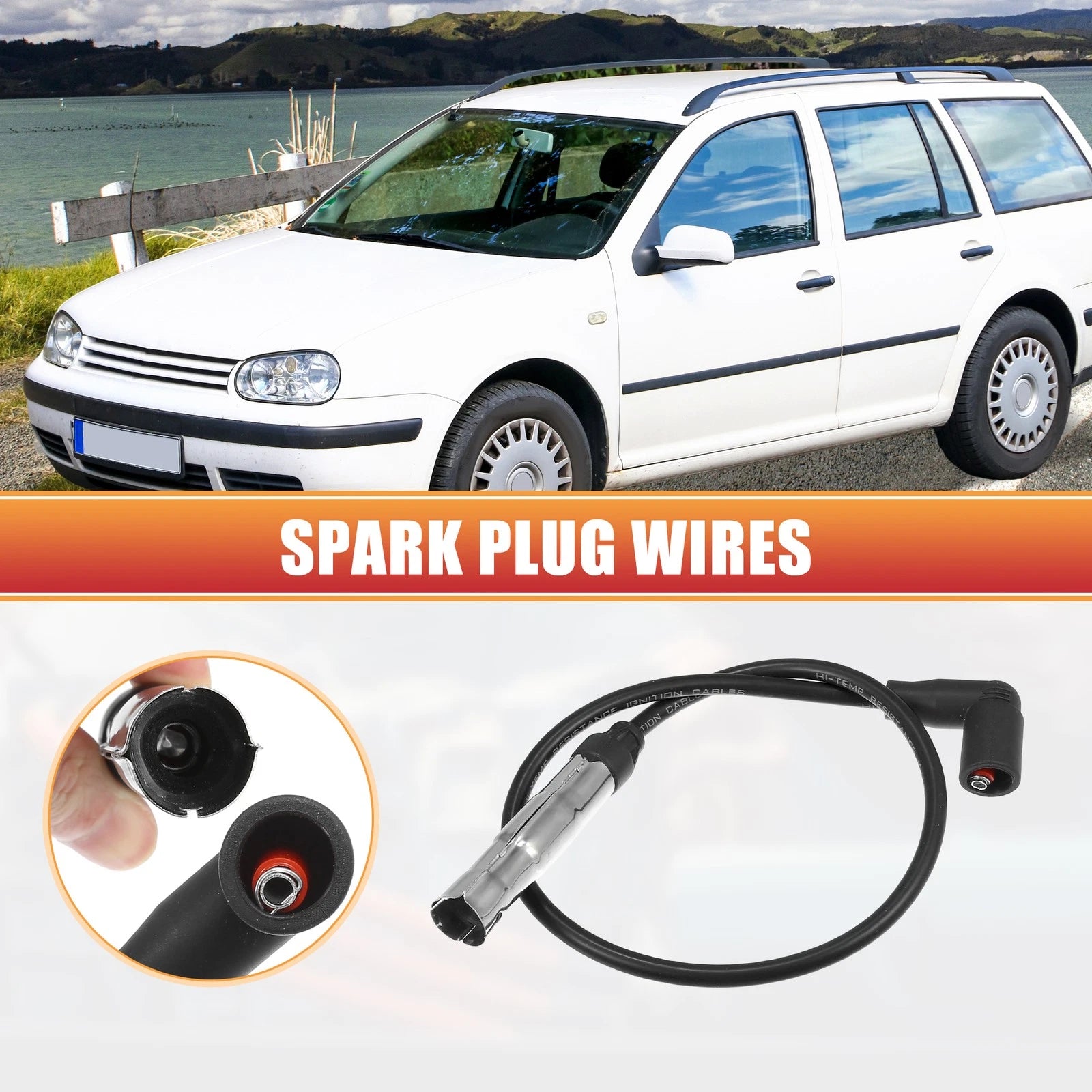 Set of 4 Spark Plug Wires for Volkswagen Beetle (06A905430H)