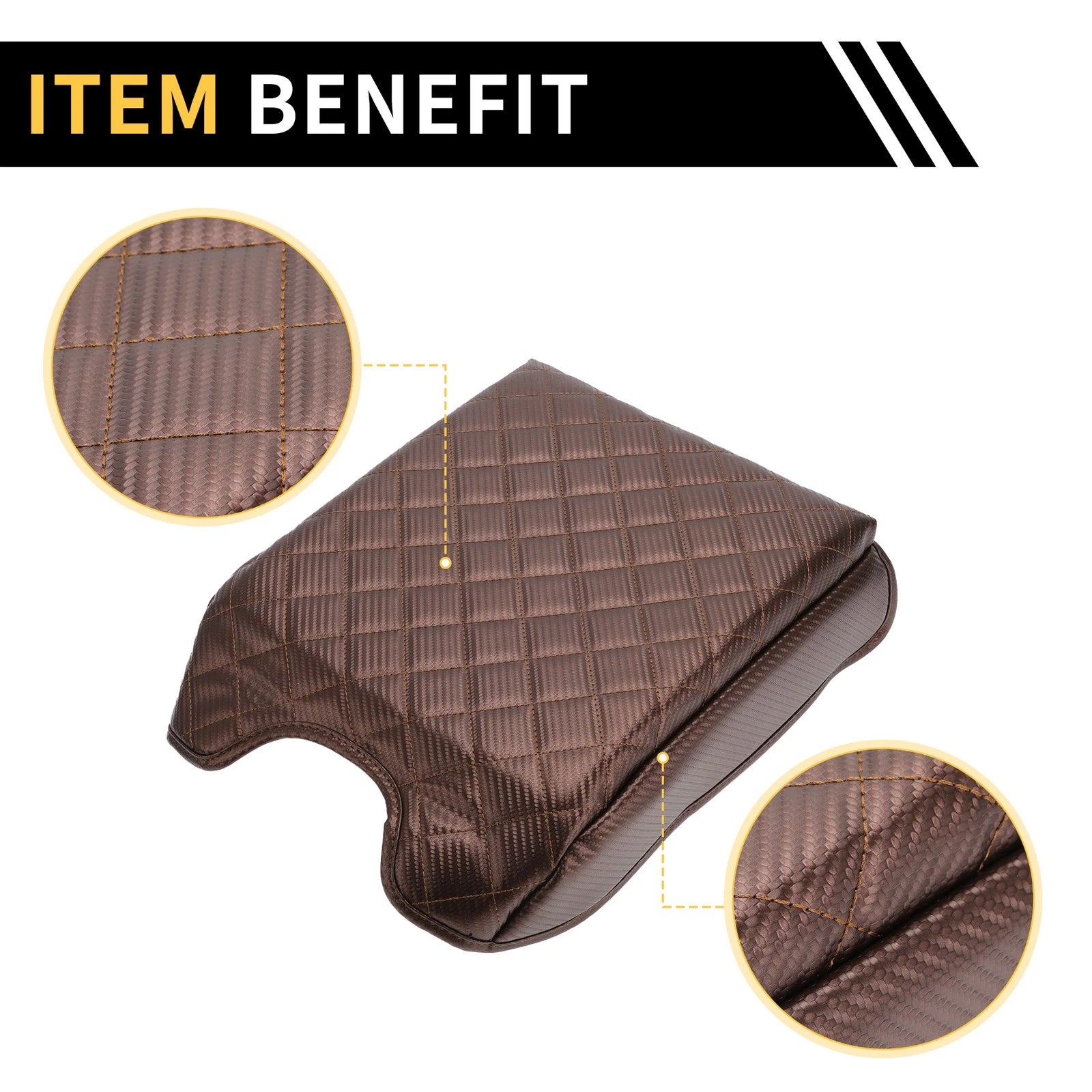 Armrest Cover for Ford F-150 (Microfiber Leather, Carbon Fiber, Brown)