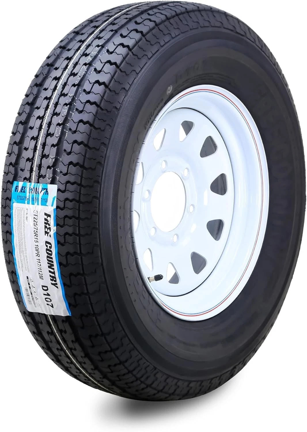 Free Country ST225/75R15 10-Ply Trailer Tire Rim 6 Lug x 5.5" (Fits Various)