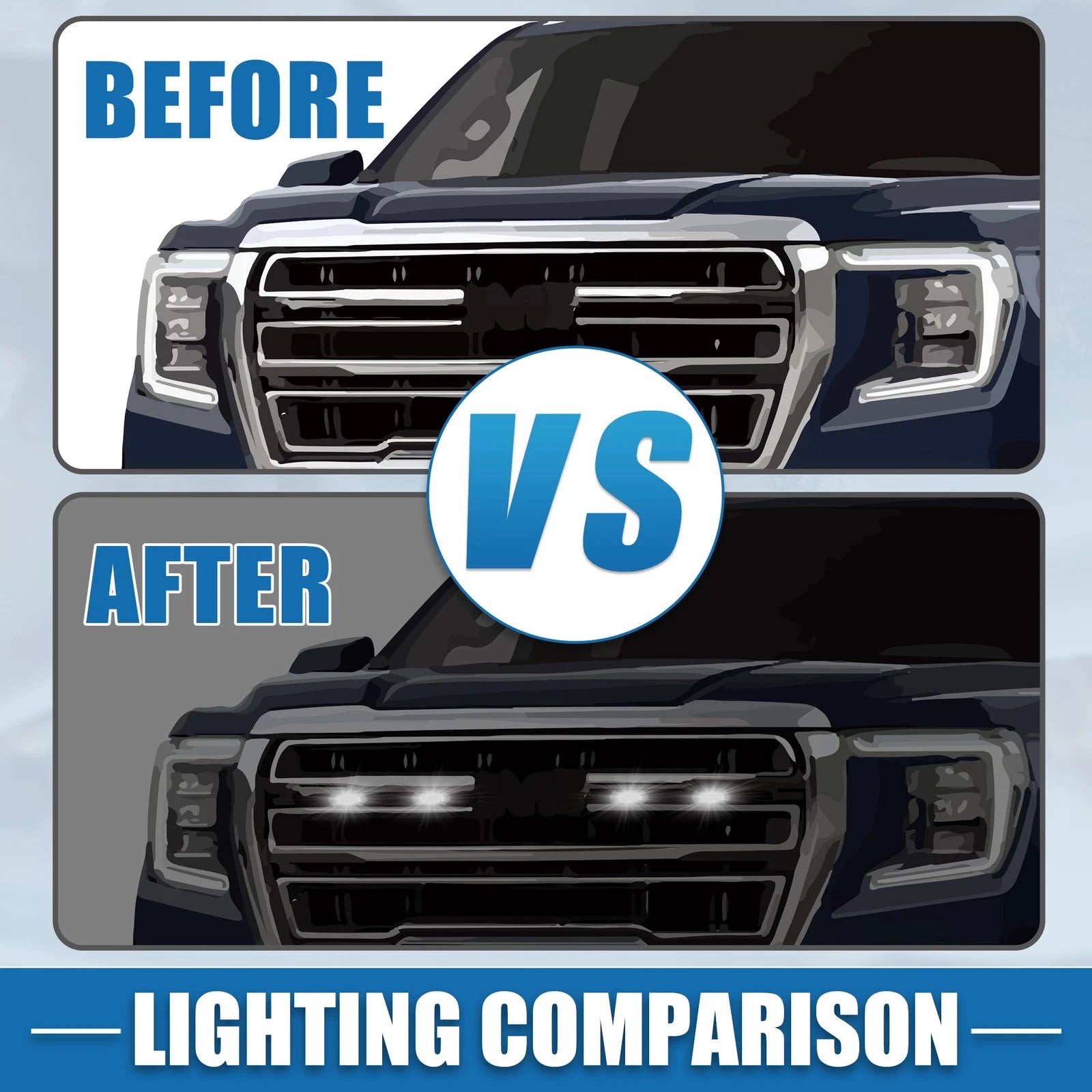 Front Grille Lights Set for Toyota Tacoma TRD PRO (2016–2022) White LED 718844543149