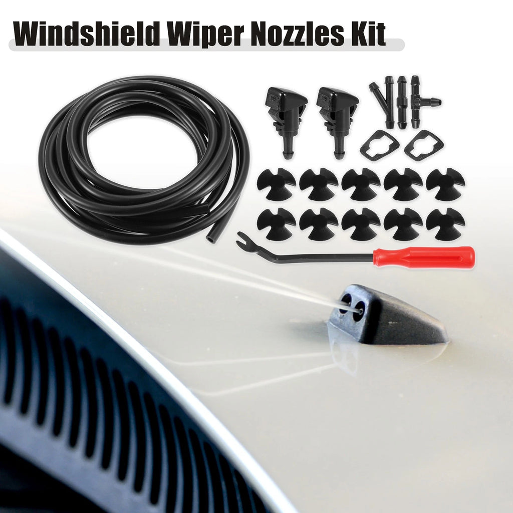 Set of 2 Front Windshield Washer Nozzle Kit for Dodge RAM (with 300CM Hose)