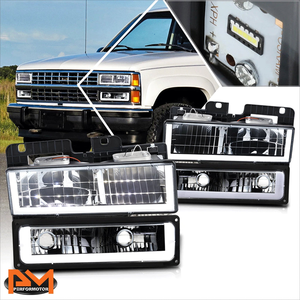 U-Shape LED DRL Headlights for Chevy GMC C/K Suburban Tahoe Yukon (1988–2000)