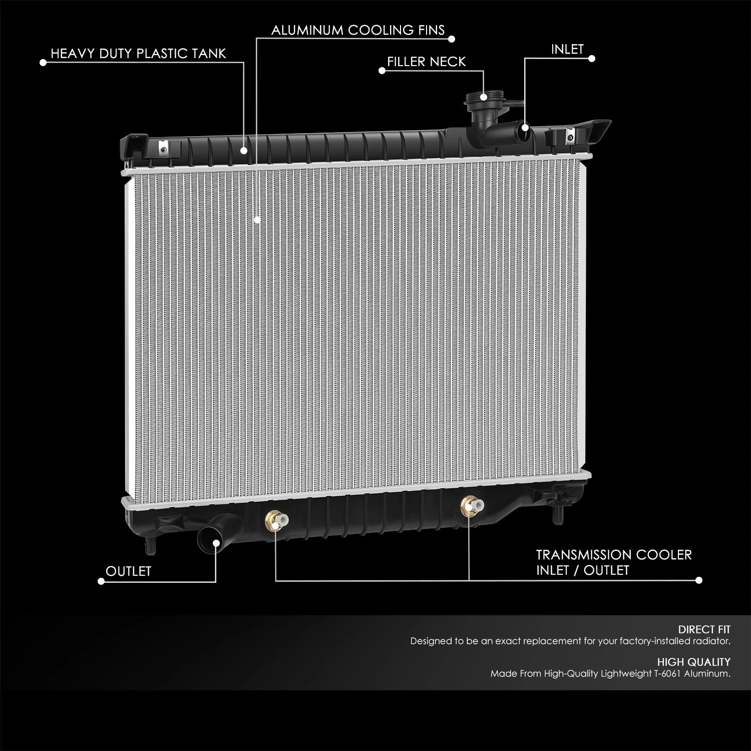 Aluminum Core Radiator DPI-2458 for GMC Envoy XL XUV/Chevy Trailblazer (2002–2009)