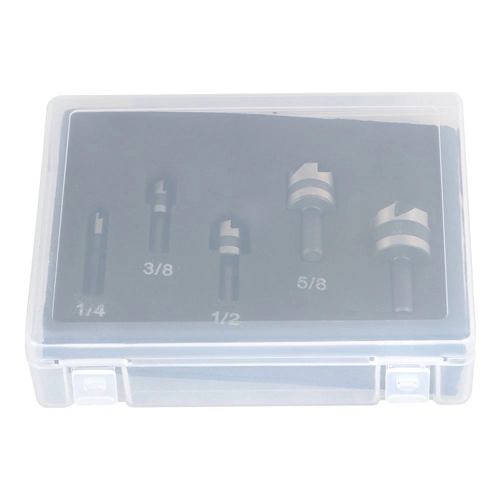 5-Piece Countersink Drill Bit Set for Metals Wood Plastic HSS