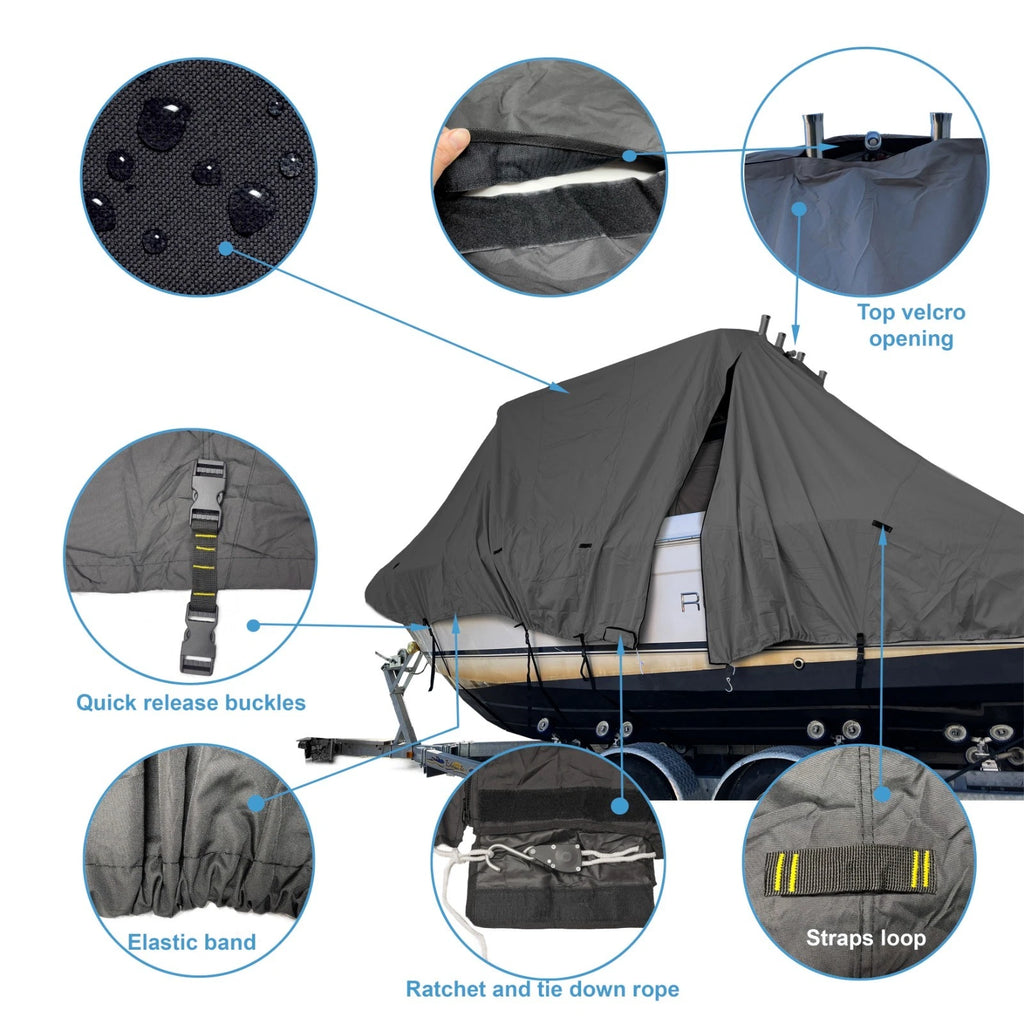 Boat Cover for Sea Fox 256CC Pro Series (Black)