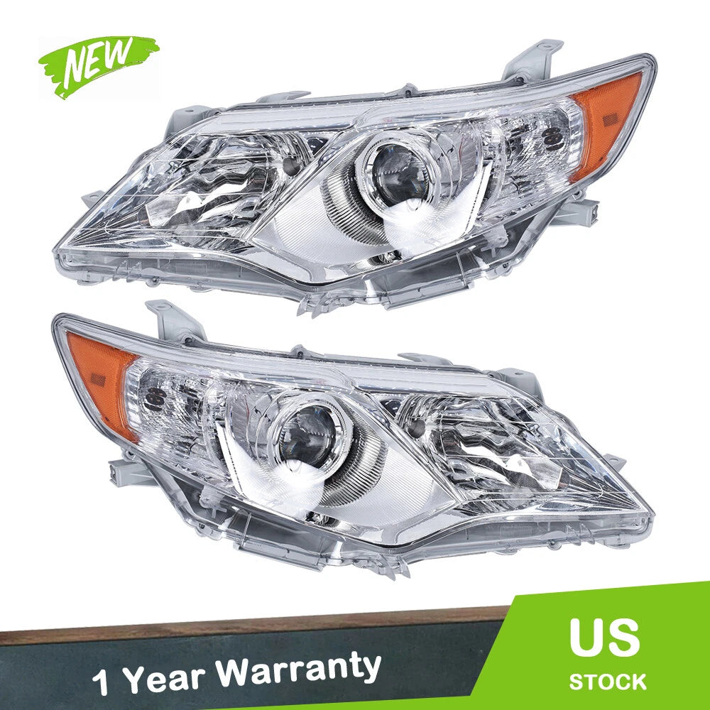 Replacement Headlight Set for Toyota Camry (2012–2014) LH+RH Chrome Halogen