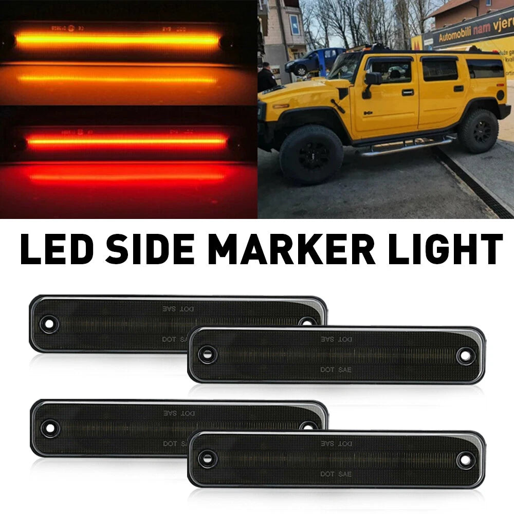 LED Bumper Side Marker Lights for Hummer H2 (2003–2009) - Smoked Amber Red