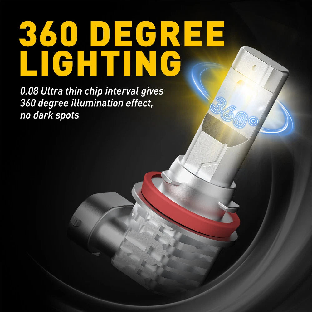 2X LED Fog Light Bulbs for H11 H8 Vehicles (Dual Color Switchback)