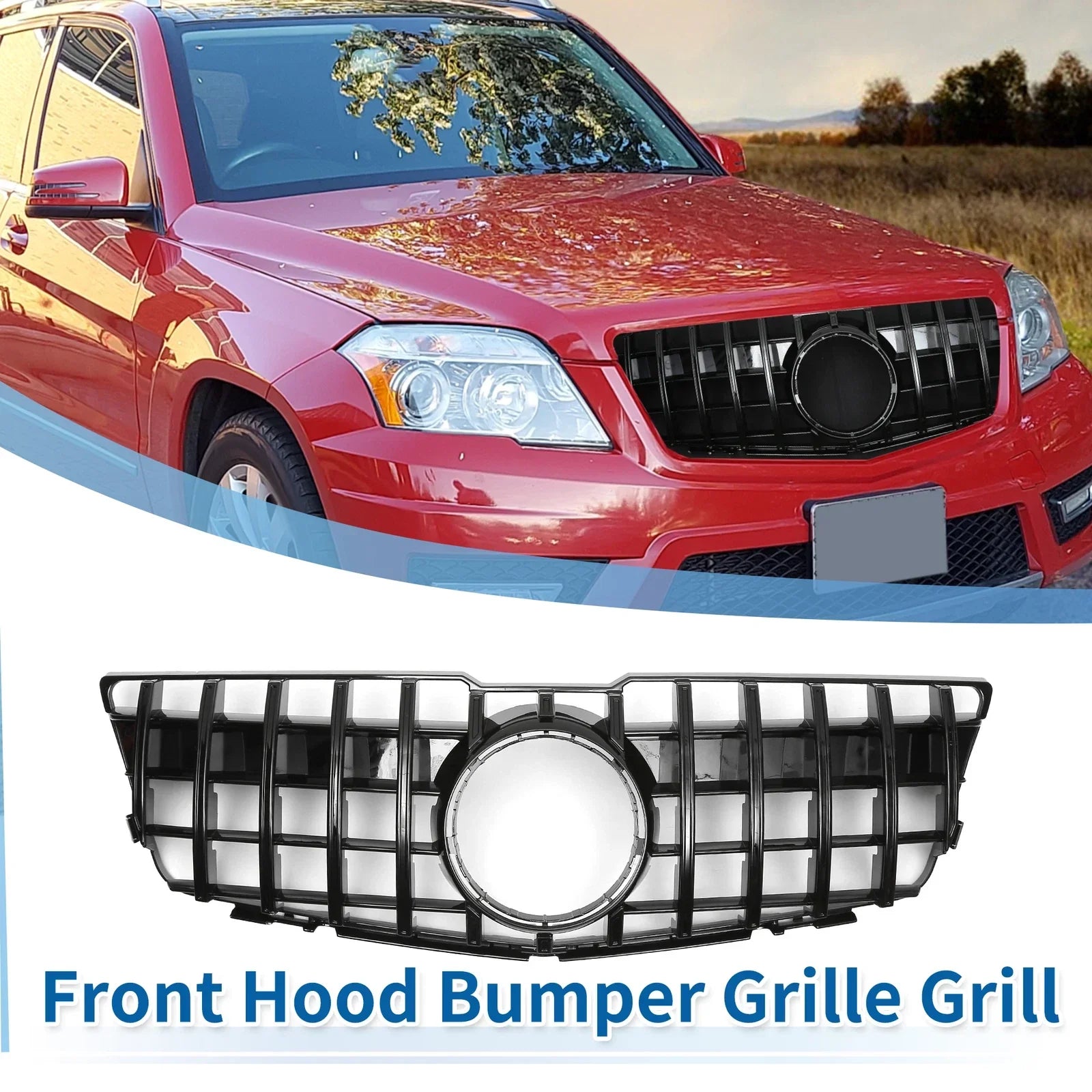 Front Upper Bumper Grille for Mercedes-Benz GLK300 2010-2012 Gloss Black