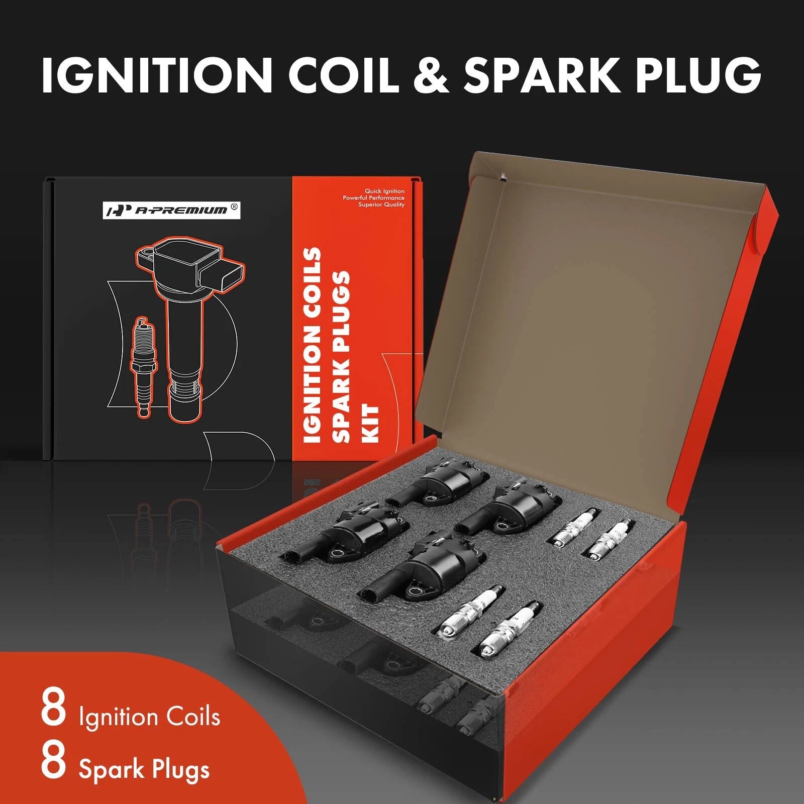 8x Ignition Coil & 8x Iridium Spark Plug for Sierra 1500 (2007-2013)