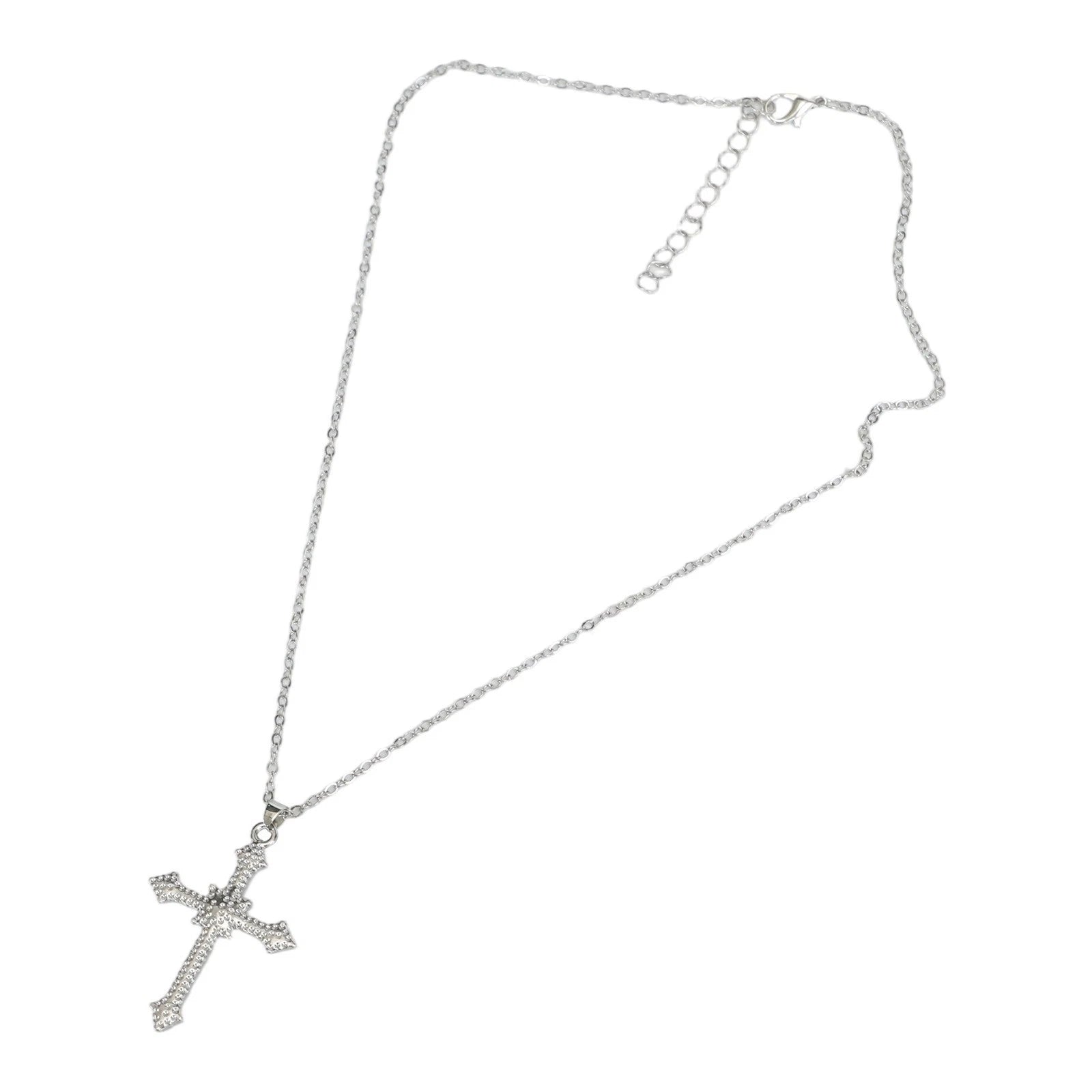 Star Cross Necklace with Zircon and Flash Diamond in Titanium Steel