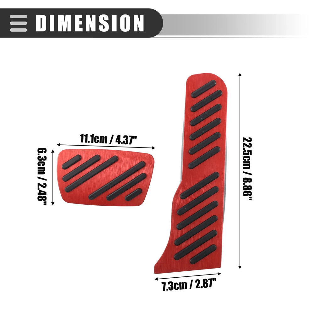 Set of 2 Brake Accelerator Pedal Covers for Chevrolet Camaro (2016–2022) Black Red