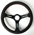 Steering Wheel Grip Black Perforated Leather Red Stitching for (2005–2015)