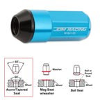 20Pc M12X1.25 Sky Blue JDM Cone Seat Wheel Lug Nuts with Cap & Extension