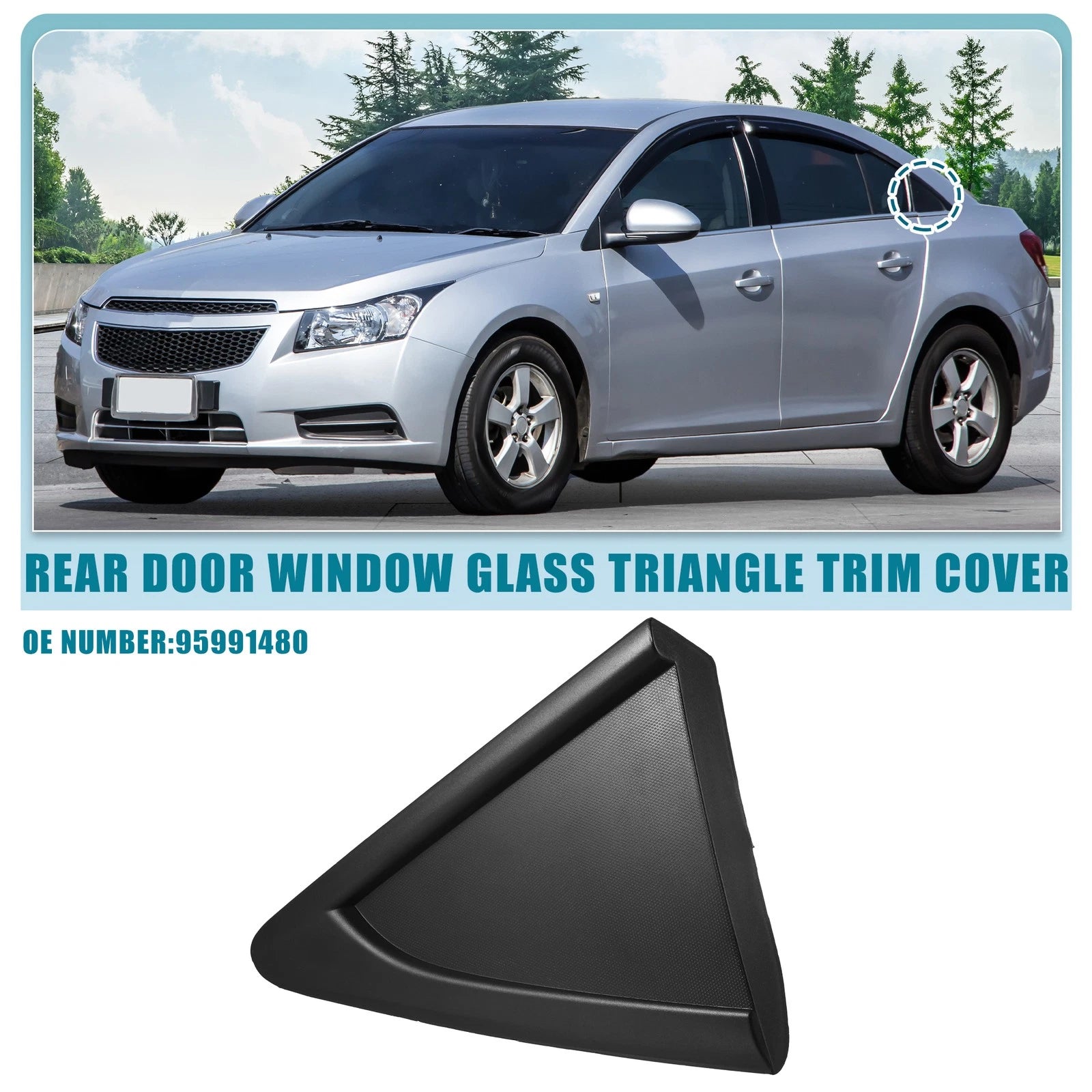 Left Rear Door Window Glass Triangle Trim Cover No. 95991480 for Chevrolet Cruze (2011–2019)