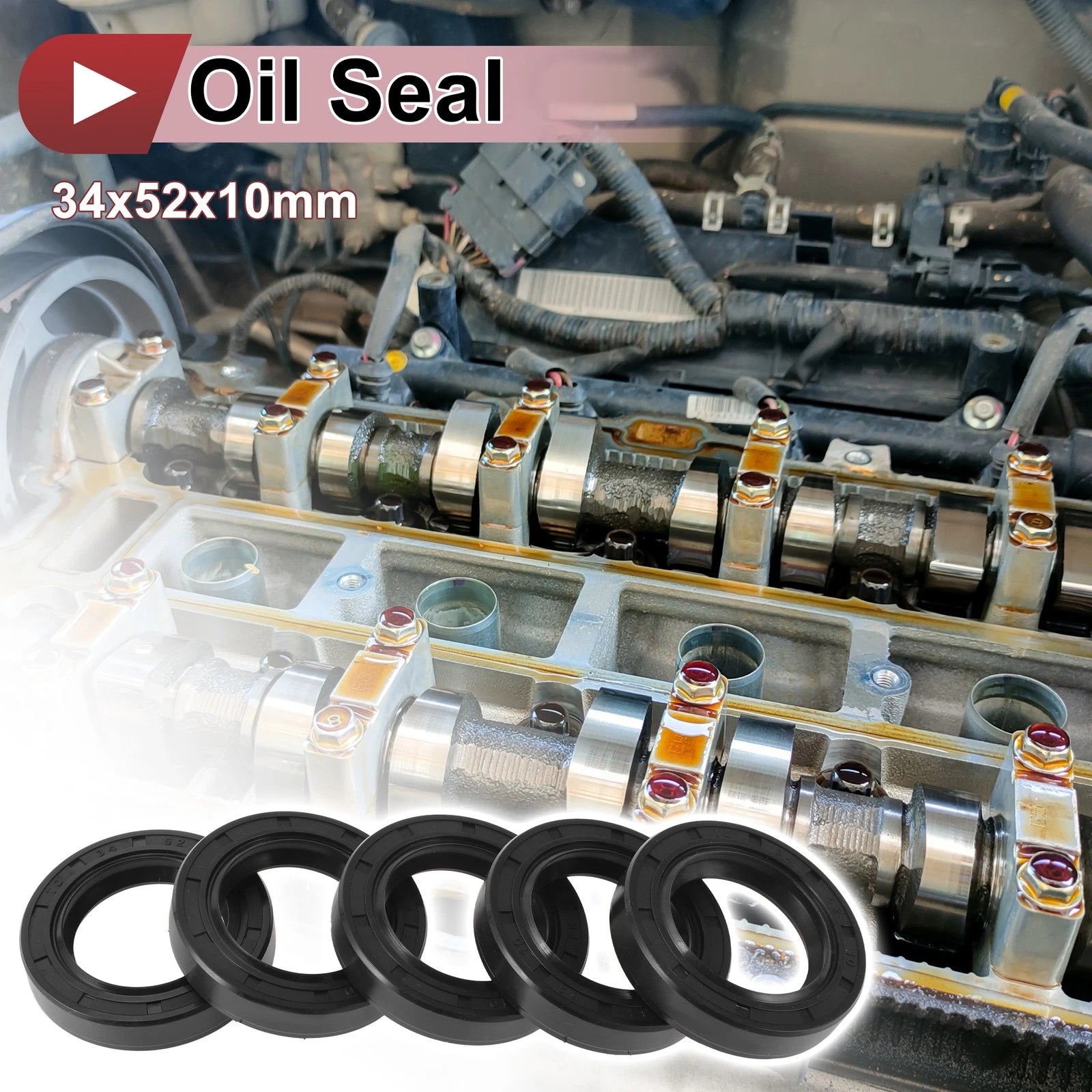 Set of 5 Rotary Shaft Oil Seals 34x52x10mm Nitrile Rubber 672668828663