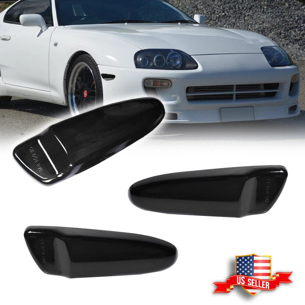 2X Smoked Lens Front Bumper Side Marker Lights for Toyota Supra (1997–1998)