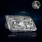 Chrome Housing Euro-Spec E-Code Headlamp w/Fog Lamp for VW Jetta MK4 (1999–2005)