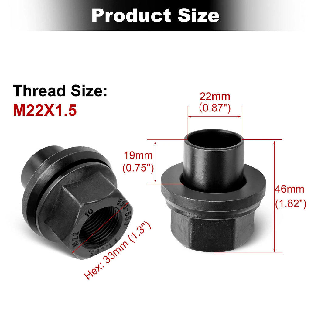 Set of 6 Wheel Nuts M22x1.5 x 19mm for (M22-1.5x19mm)