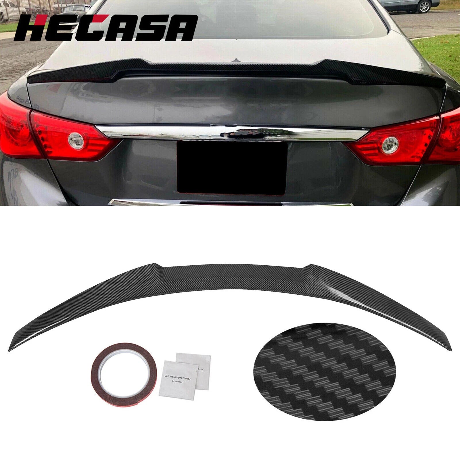 Rear Trunk Spoiler Wing for Infiniti Q50 (2014–2024) M4 Type Carbon Fiber