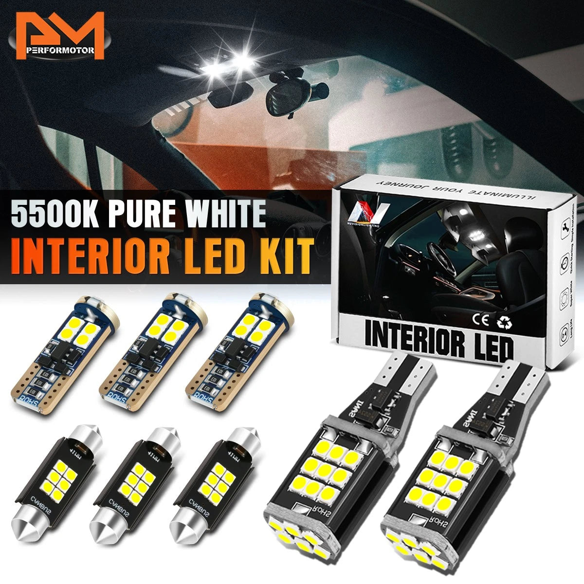 LED Bulb Kit for Dodge Ram (2002–2009) - 8 Pcs Dome Glove Box Cargo Map Light