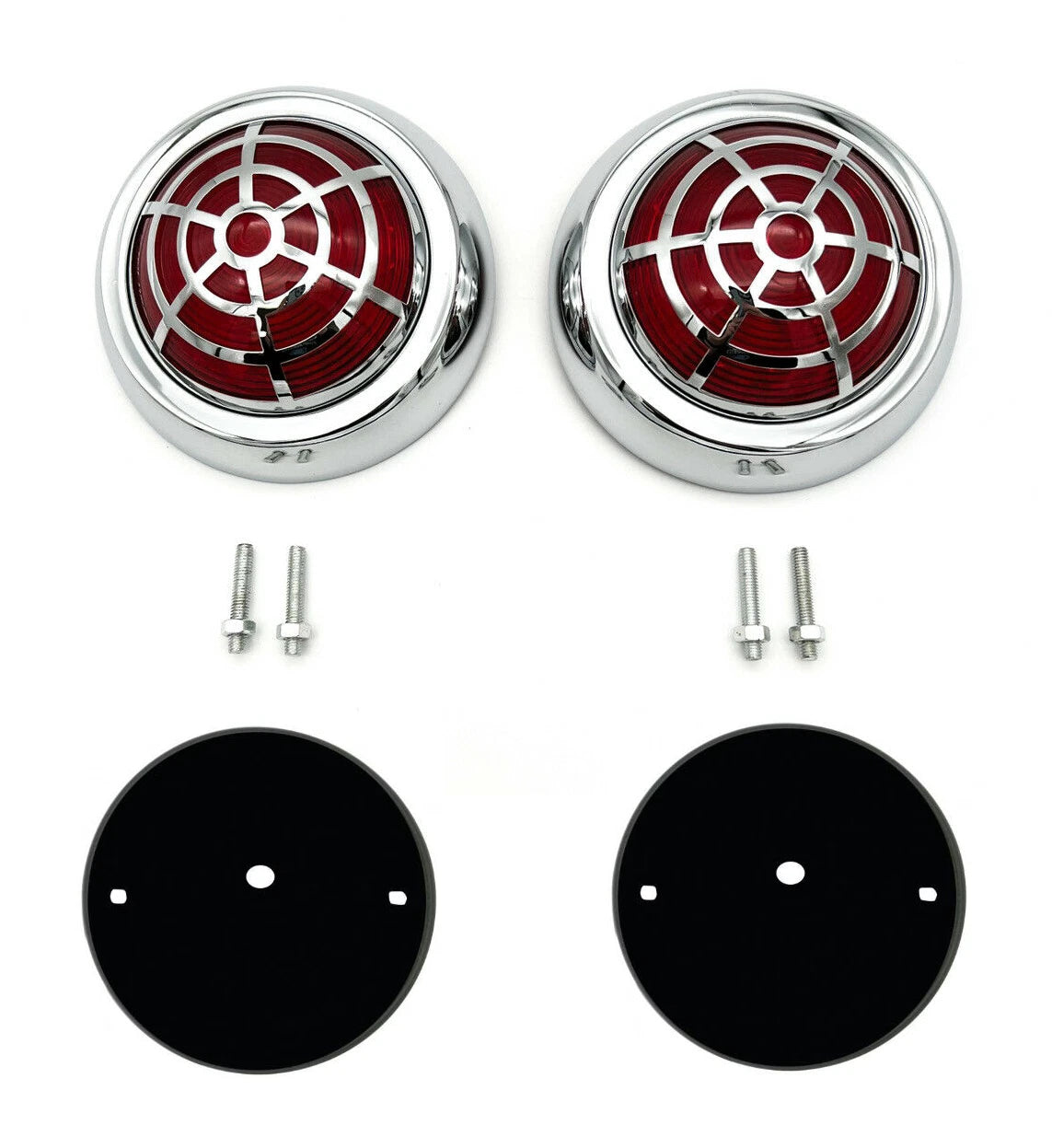Round Flush Fit LED Tail Lights with Web Style for 1950 Pontiac Spider