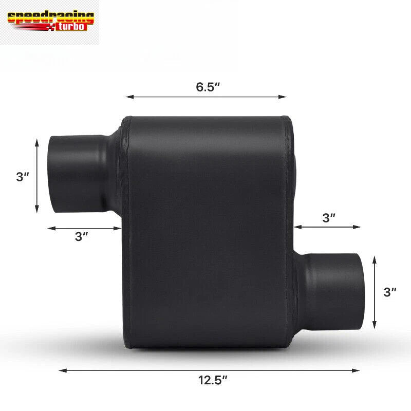 2Pcs 3" Inlet/Outlet Race Performance Chambered Exhaust Muffler for Universal